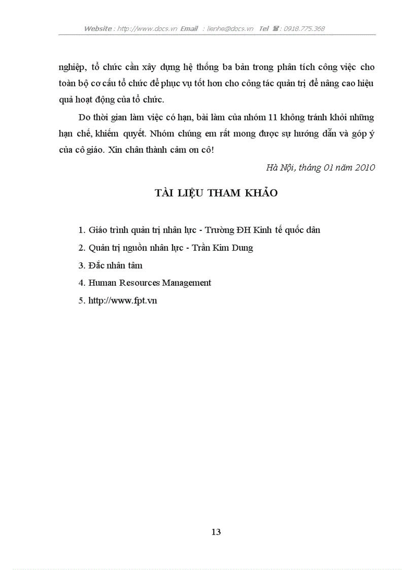 image for page Phân tích công việc cho vị trí giám đốc kinh doanh và tác dụng đến hoạt động QTNL tại công ty cổ phần FMB