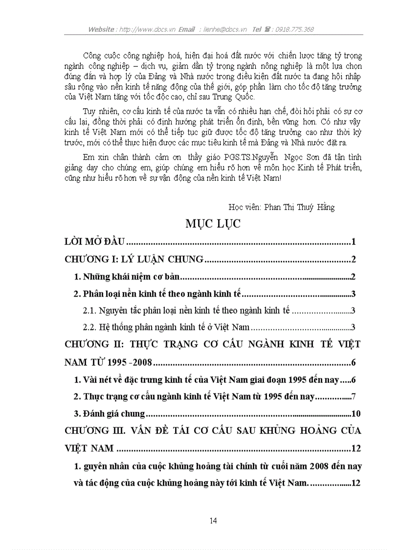 image for page Về tái cơ cấu ngành kinh tế của Việt Nam trong và sau khủng hoảng