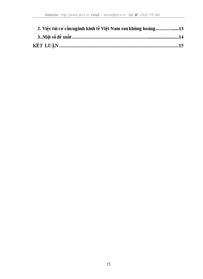 image for page Về tái cơ cấu ngành kinh tế của Việt Nam trong và sau khủng hoảng