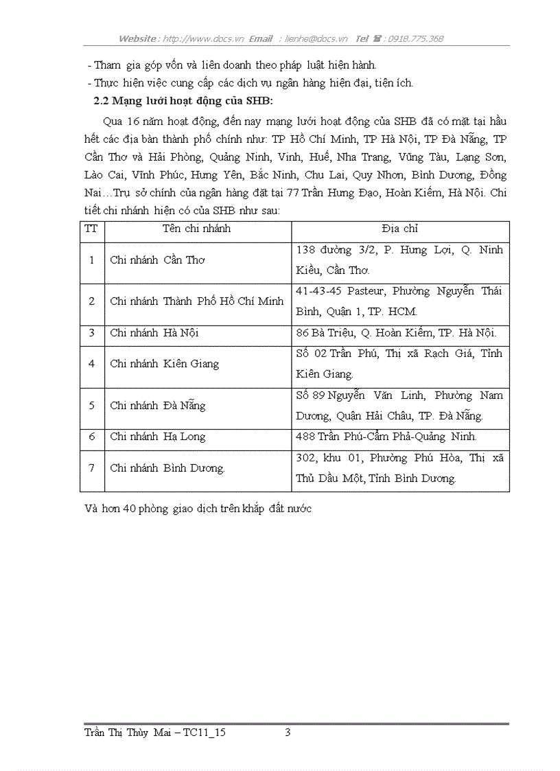 Báo cáo thực tập tại Phòng Quan Hệ Khách hàng Ngân hàng TMCP Sài Gòn Hà Nội SHB