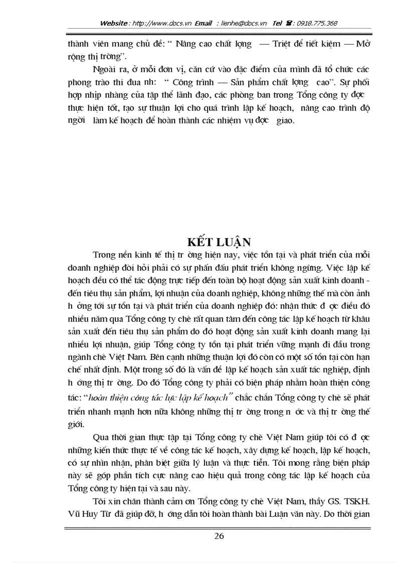 image for page Đánh giá công tác lập kế hoạch của TCT Chè Việt