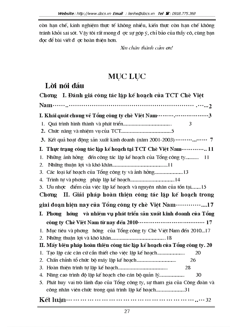 image for page Đánh giá công tác lập kế hoạch của TCT Chè Việt