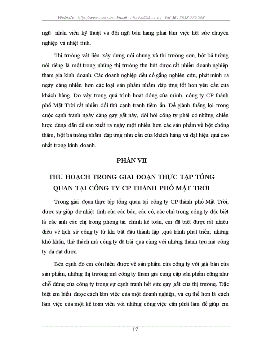 image for page Báo cáo thực tập tại công ty Cổ phần Thành phố Mặt Trời