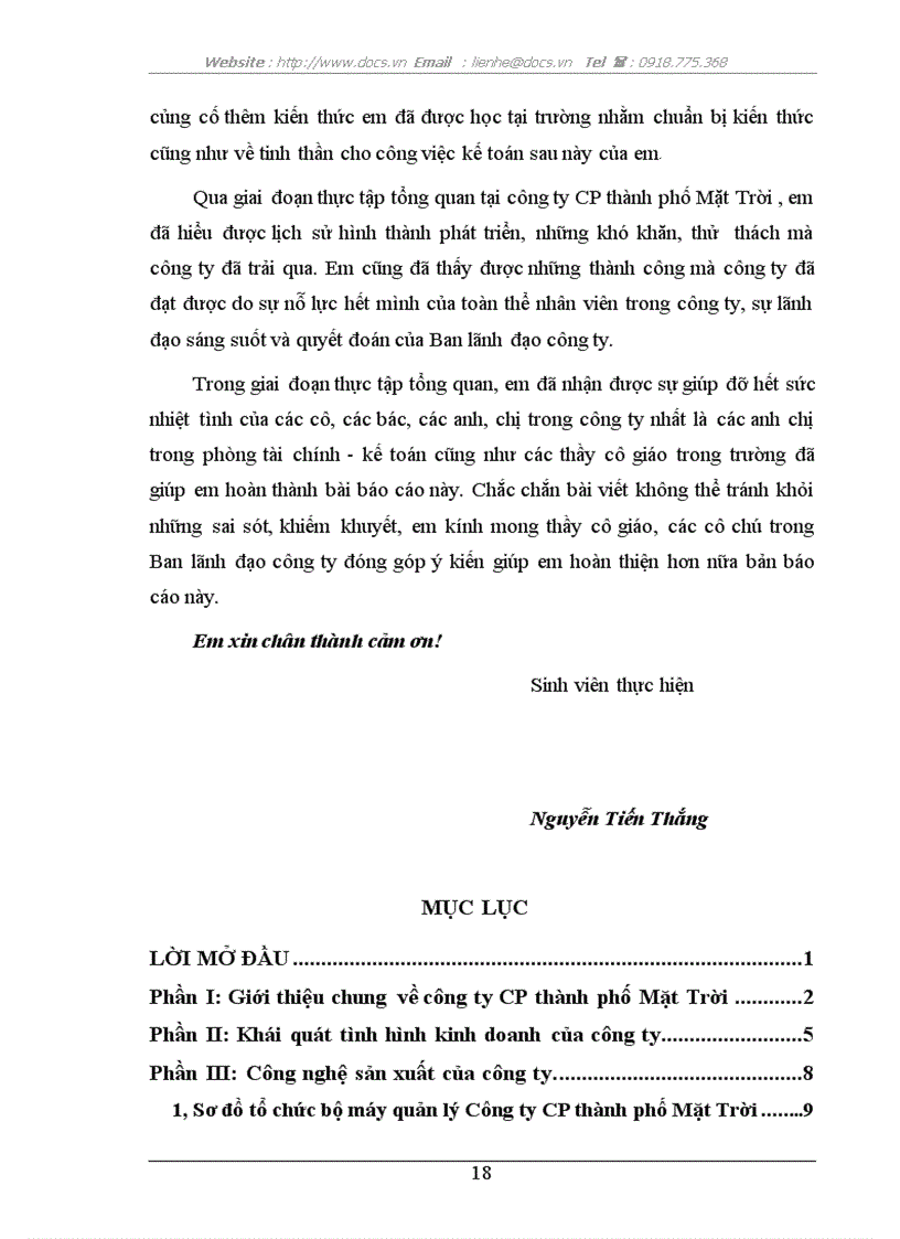 image for page Báo cáo thực tập tại công ty Cổ phần Thành phố Mặt Trời