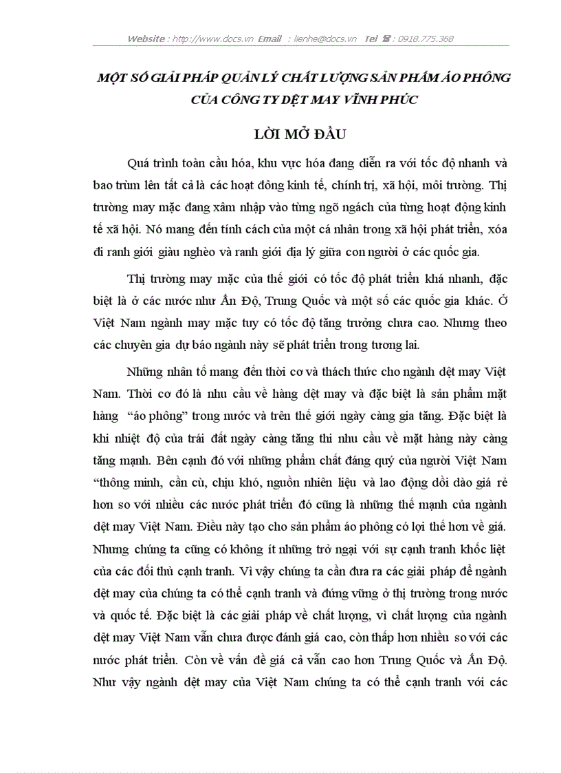 image for page Một số giải pháp quản lý chất lượng sản phẩm áo phông của công ty dệt may vĩnh phúc