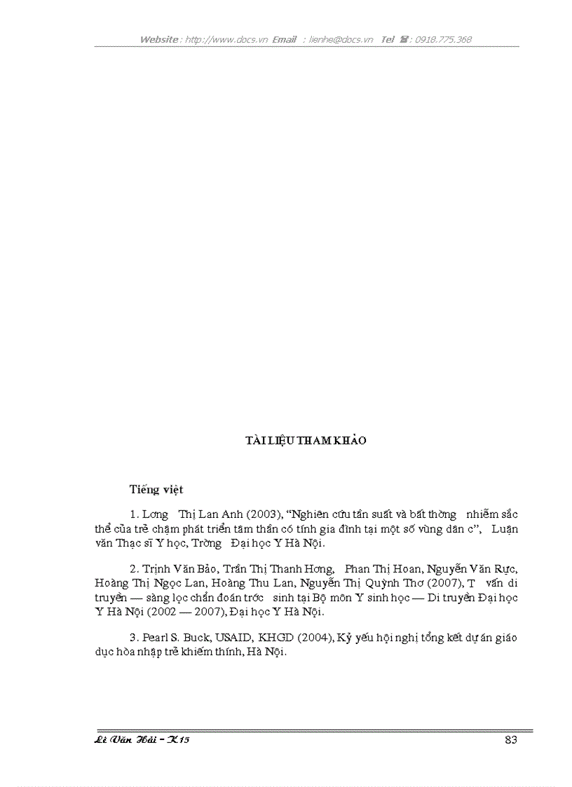 image for page Nghiên cứu đặc điểm người khuyết tật và một số yếu tố liên quan đến di tật bẩm sinh ở Hà Tây