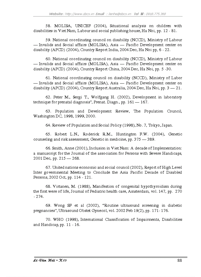 image for page Nghiên cứu đặc điểm người khuyết tật và một số yếu tố liên quan đến di tật bẩm sinh ở Hà Tây