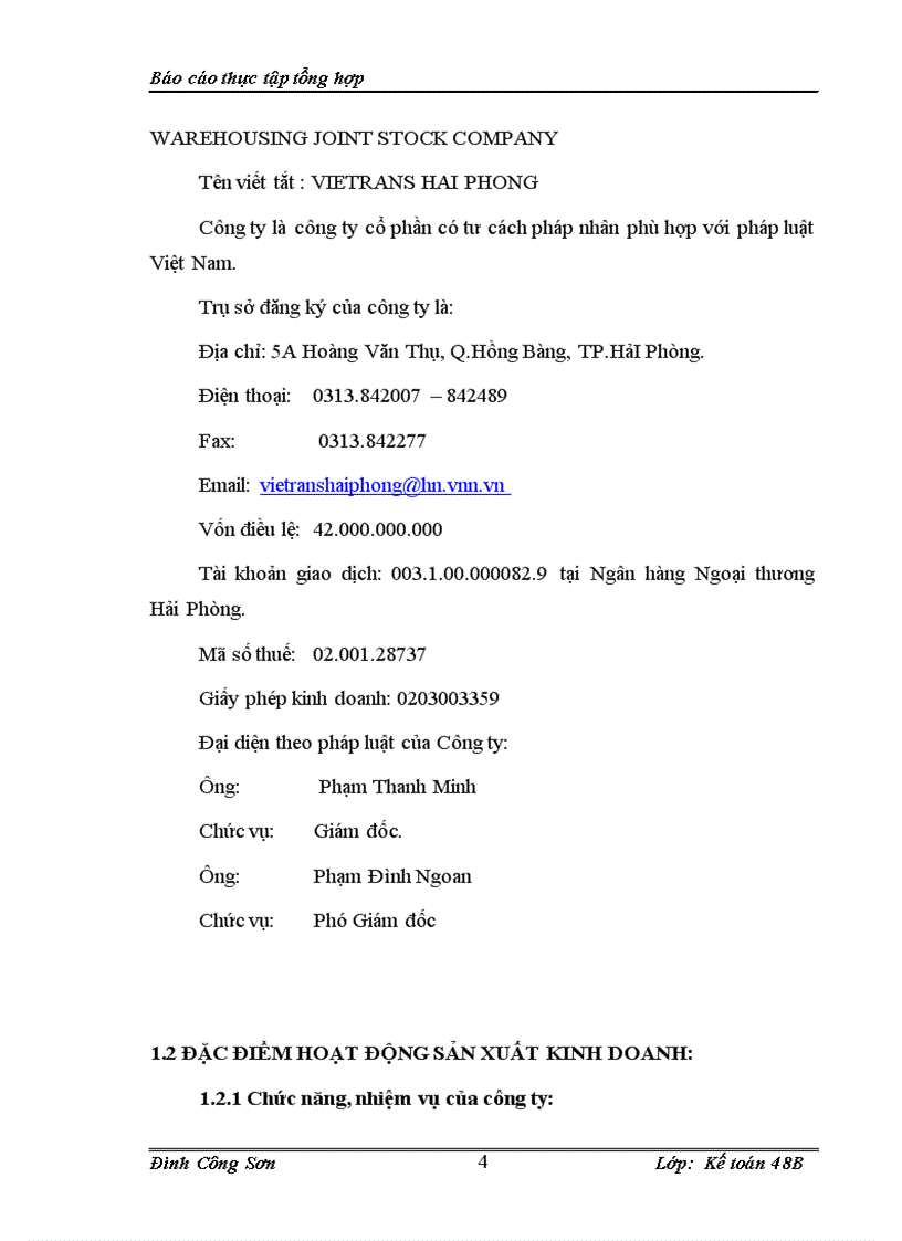 image for page Hoạt động sản xuất kinh doanh của công ty giao nhận kho vận ngoại thương hải phòng