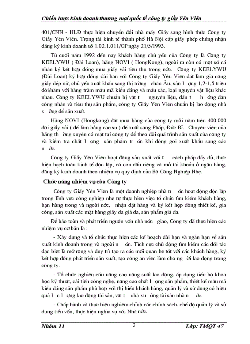 image for page Chiến lược kinh doanh thương mại quốc tế công ty giầy yên viên