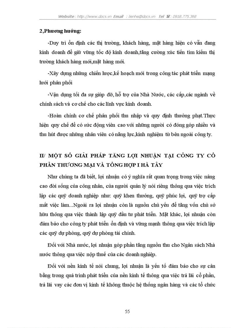 image for page Một số giải pháp nhằm tăng lợi nhuận tại Công ty CP Thương mại và tổng hợp I Hà Tây