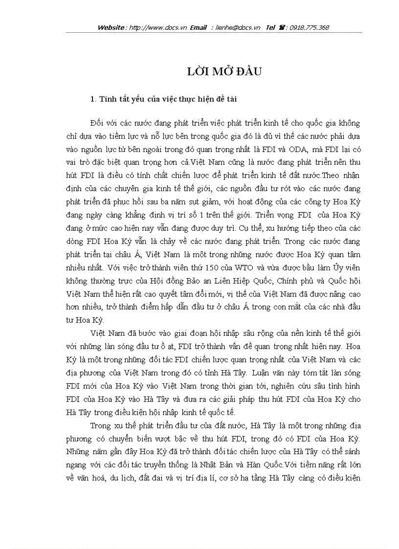 image for page Thực trạng và giải pháp thu hút FDI từ Hoa Kỳ vào tỉnh Hà Tây trong điều kiện hội nhập kinh tế quốc tế