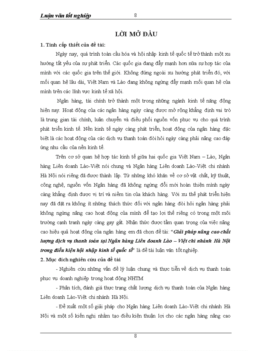 image for page Giải pháp nâng cao chất lượng dịch vụ thanh toán tại ngân hàng liên doanh lào việt chi nhánh hà nội trong điều kiện hội nhập kinh tế quốc tế