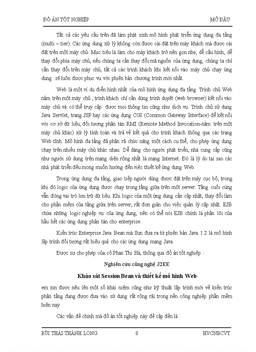 image for page Nghiên cứu công nghệ J2EE Khảo sát Session Bean và thiết kế mô hình Web