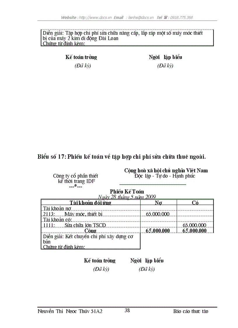 image for page Hạch toán các nghiệp vụ kế toán trong công ty ty CP Thiết kế thời trang quốc tế IDF