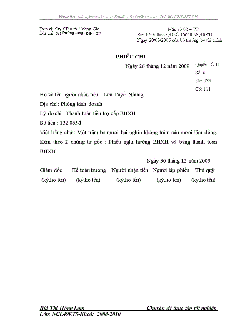 image for page Kế toán tiền lương và các khoản trích theo lương tại CÔNG TY CỔ PHẦN Ô TÔ HOÀNG GIA