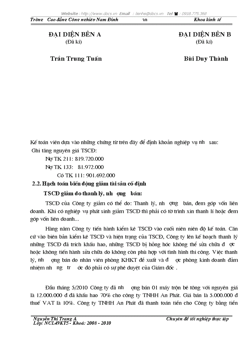 image for page Kế toán Tài sản cố đinh tại công ty Cổ phần Đầu tư Xây dựng DUNGTST