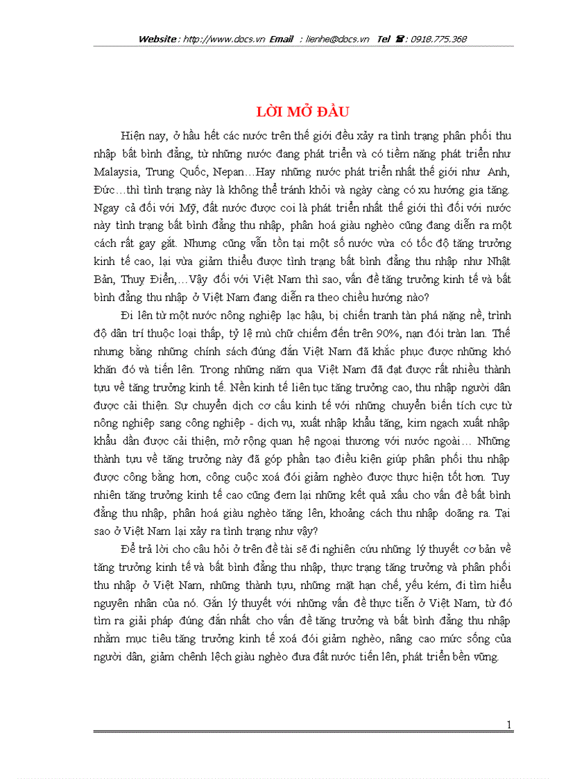 Vấn đề tăng trưởng kinh tế và bất bình đẳng thu nhập