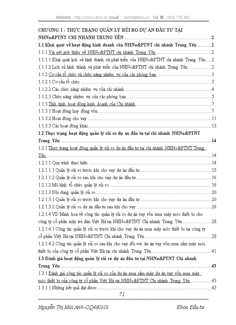 image for page Một số giải pháp nâng cao chất lượng quản lý rủi ro dự án đầu tư tại Ngân hàng Nông Nghiệp và Phát triển Nông Thôn chi nhánh Trung Yên