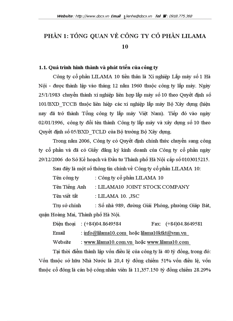 image for page Báo cáo thực tập công ty cổ phần lilama 10