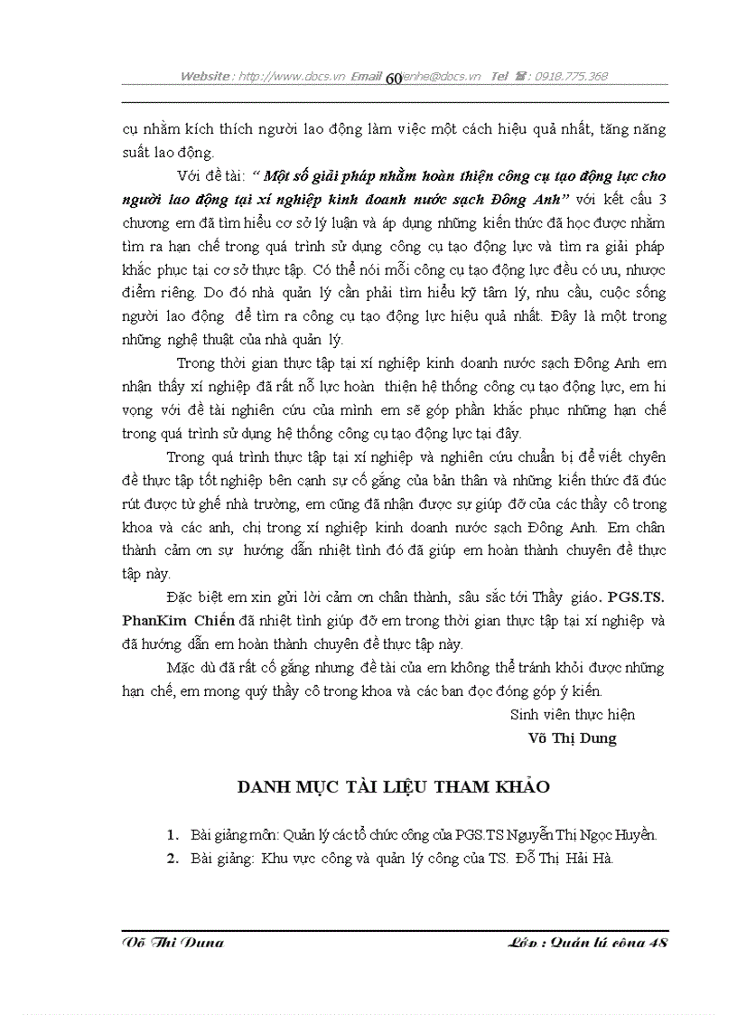 image for page Một số giải pháp nhằm hoàn thiện công cụ tạo động lực tại xí nghiệp kinh doanh nước sạch Đông Anh