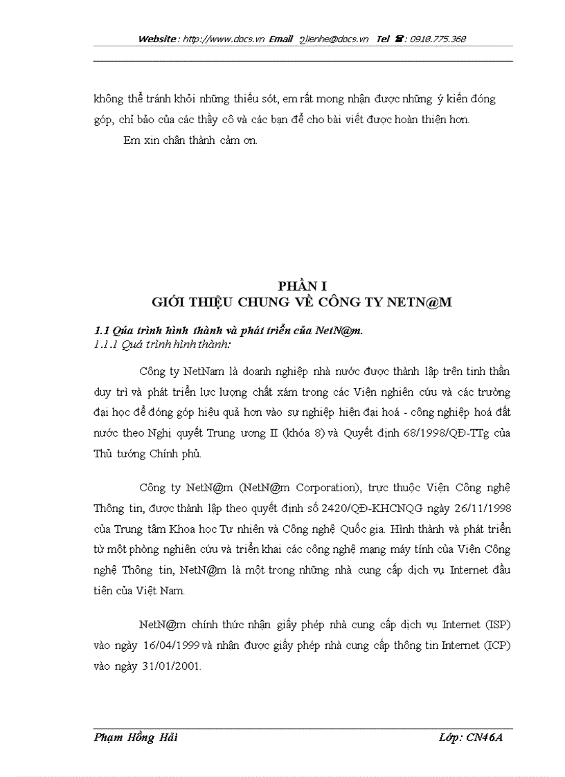 image for page Báo cáo thực tập tại CÔNG TY NETN M