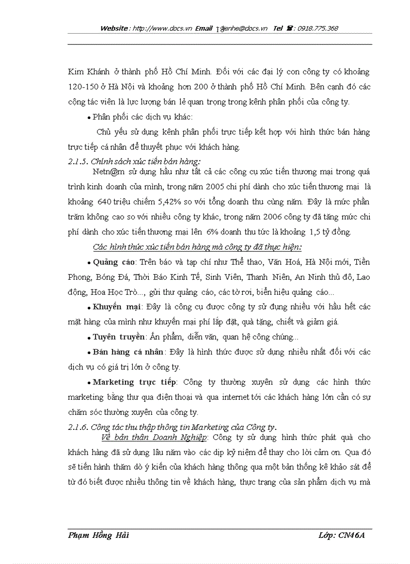 image for page Báo cáo thực tập tại CÔNG TY NETN M