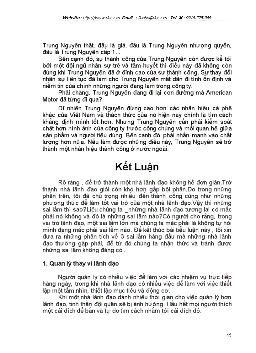 image for page Vai trò của người lãnh đạo C ty Trung Nguyên