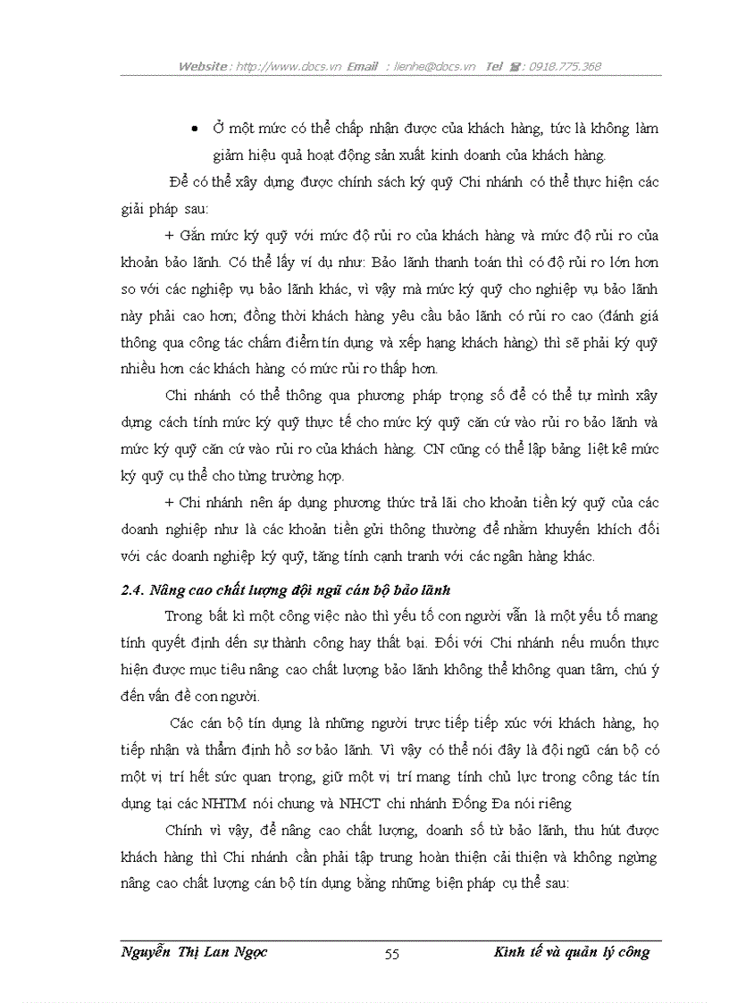 image for page Nâng cao chất lượng bảo lãnh của Chi nhánh Ngân hàng Công thương Đống Đa
