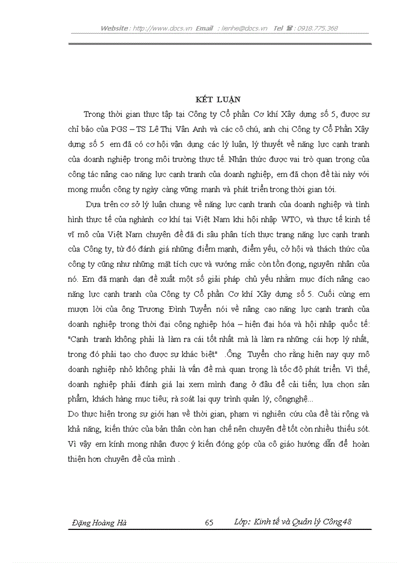 image for page Giải pháp nhằm nâng cao năng lực cạnh tranh của Công ty Cổ phần Cơ khí Xây dựng số 5