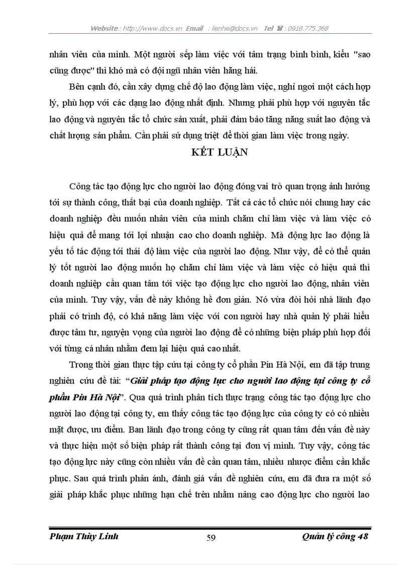image for page Giải pháp tạo động lực cho người lao động tại công ty cổ phần Pin Hà Nội