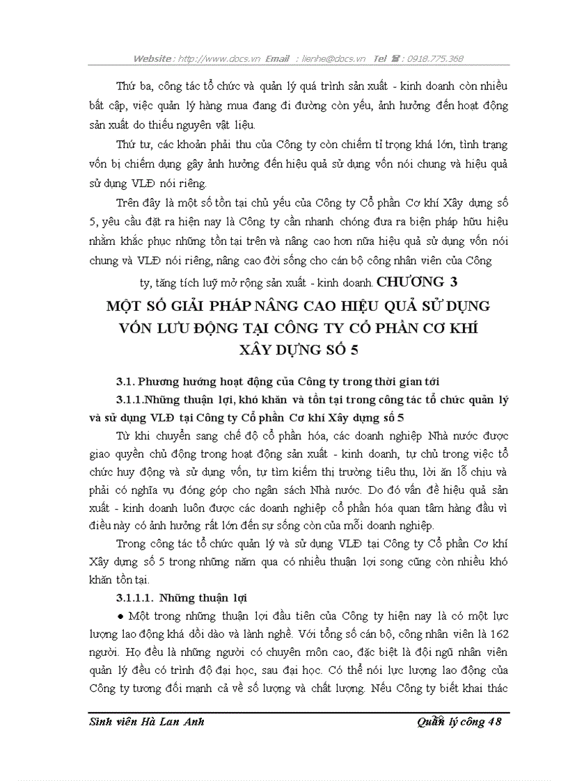 image for page Một số biện pháp nâng cao hiệu quả sử dụng vốn lưu động tại Công ty Cổ phần Cơ khí Xây dựng số 5