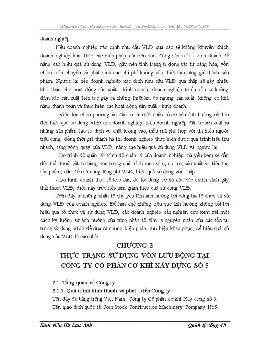 image for page Một số biện pháp nâng cao hiệu quả sử dụng vốn lưu động tại Công ty Cổ phần Cơ khí Xây dựng số 5