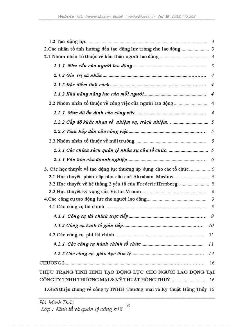 image for page Một số giải pháp nhằm hoàn thiện các công cụ tạo động lực cho người lao động tại Công ty TNHH Thương mại Kỹ thuật Hồng Thủy