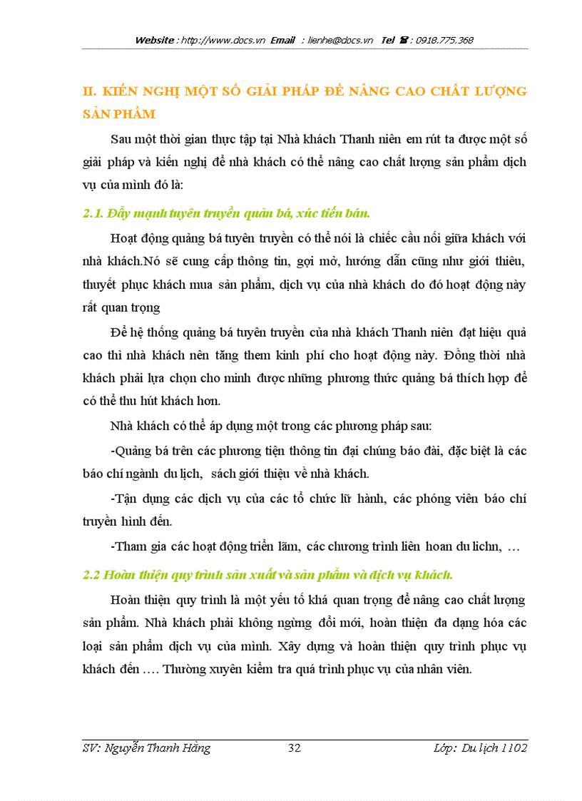 image for page Thực trạng và giải pháp nâng cao chất lượng sản phẩm tại nhà khách Thanh niên