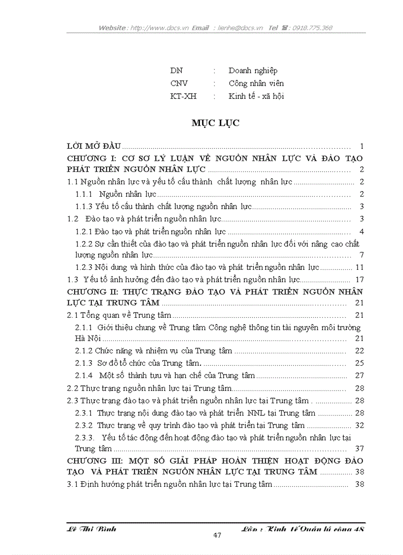 image for page Đào tạo và phát triển nguồn nhân lực tại Trung tâm Công nghệ thông tin thuộc Sở Tài nguyên và Môi trường thành phố Hà Nội
