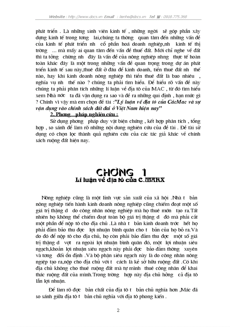 image for page Lý luận về địa tô của CácMac và sự vận dụng vào chính sách đất đai ở Việt Nam hiện nay