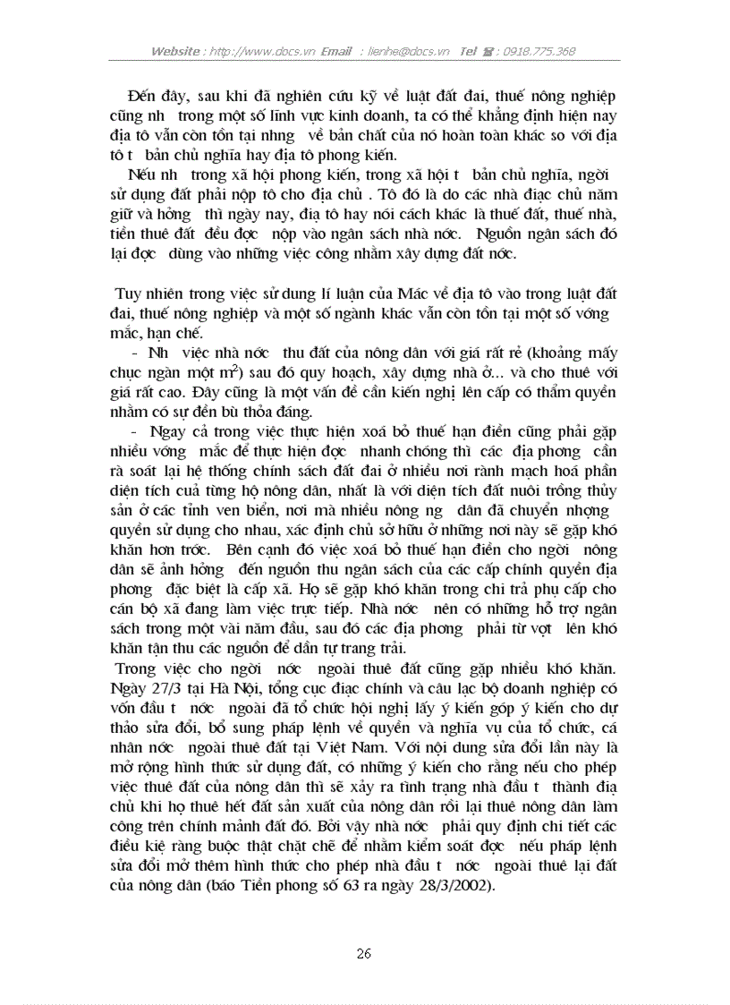 image for page Lý luận về địa tô của CácMac và sự vận dụng vào chính sách đất đai ở Việt Nam hiện nay