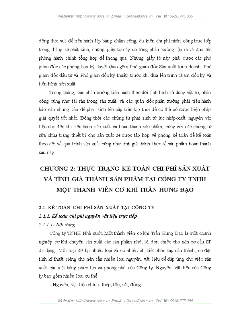 image for page Hoàn thiện kế toán chi phí sản xuất và tính giá thành sản phẩm tại Công ty TNHH Nhà nước một thành viên Cơ khí Trần Hưng Đạo