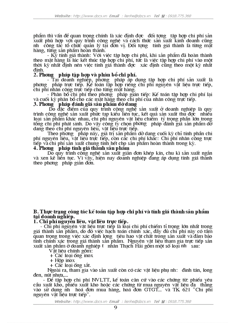 image for page Kế toán tập hợp chi phí sản xuất và tính giá thành sản phẩm trong Doanh nghiệp sản xuất tại Doanh nghiệp tư nhân Thạch Hải