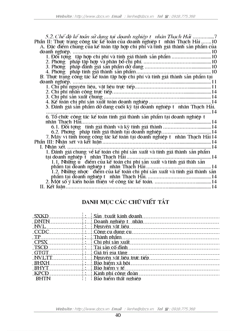 image for page Kế toán tập hợp chi phí sản xuất và tính giá thành sản phẩm trong Doanh nghiệp sản xuất tại Doanh nghiệp tư nhân Thạch Hải