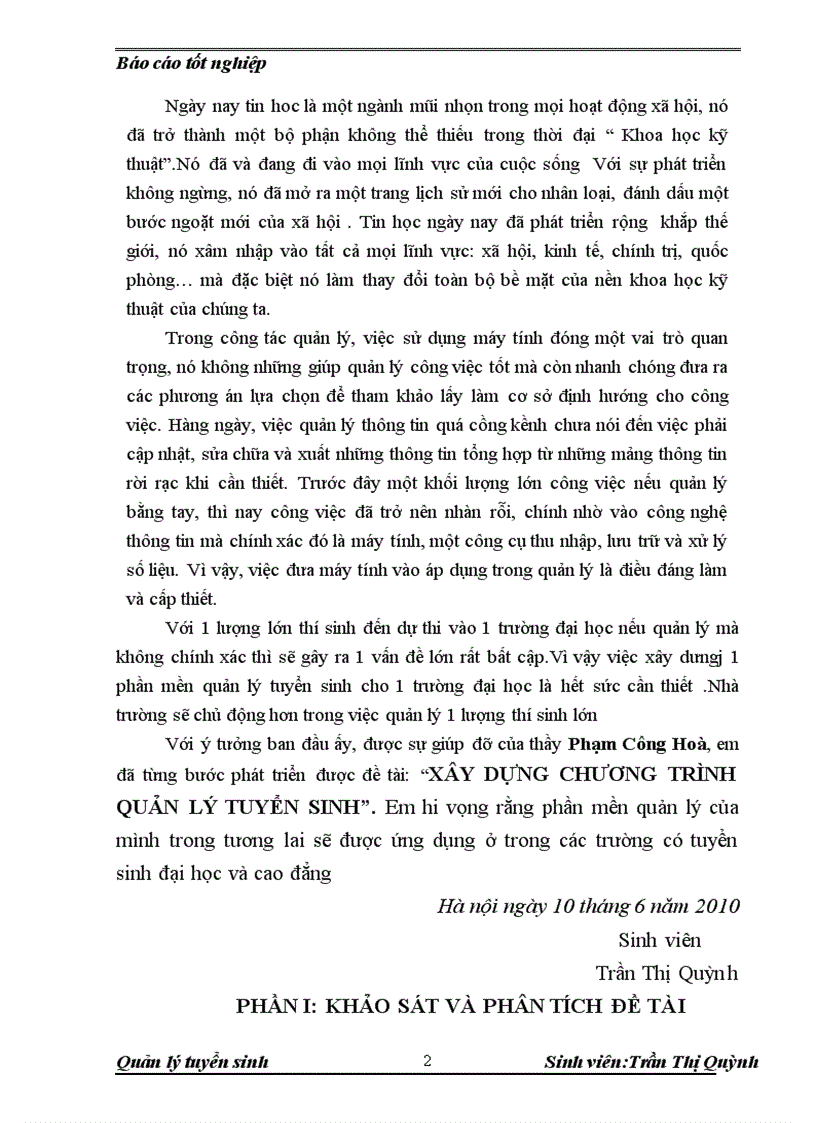 image for page Xây dựng chương trình quản lý tuyển sinh