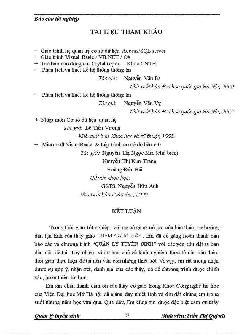 image for page Xây dựng chương trình quản lý tuyển sinh