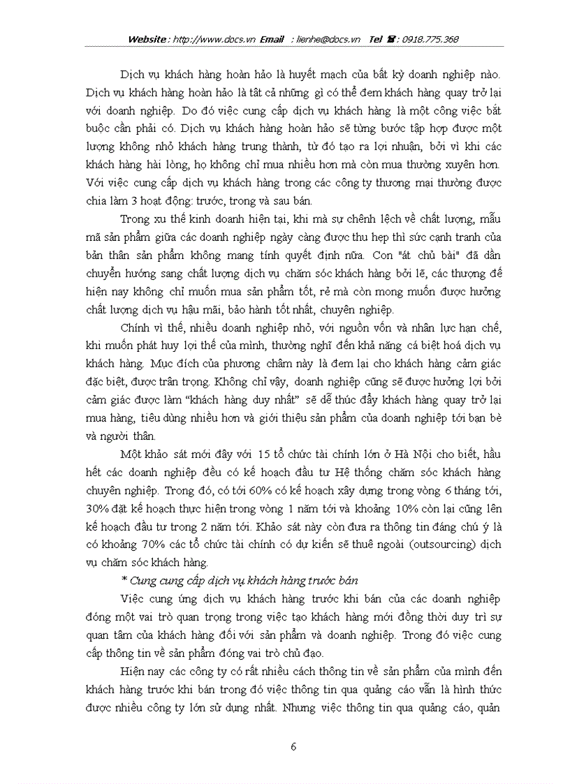 Dịch vụ khách hàng thực trạng và những biện pháp để dịch vụ khách hàng là công cụ cạnh tranh của các doanh nghiệp tại Việt Nam