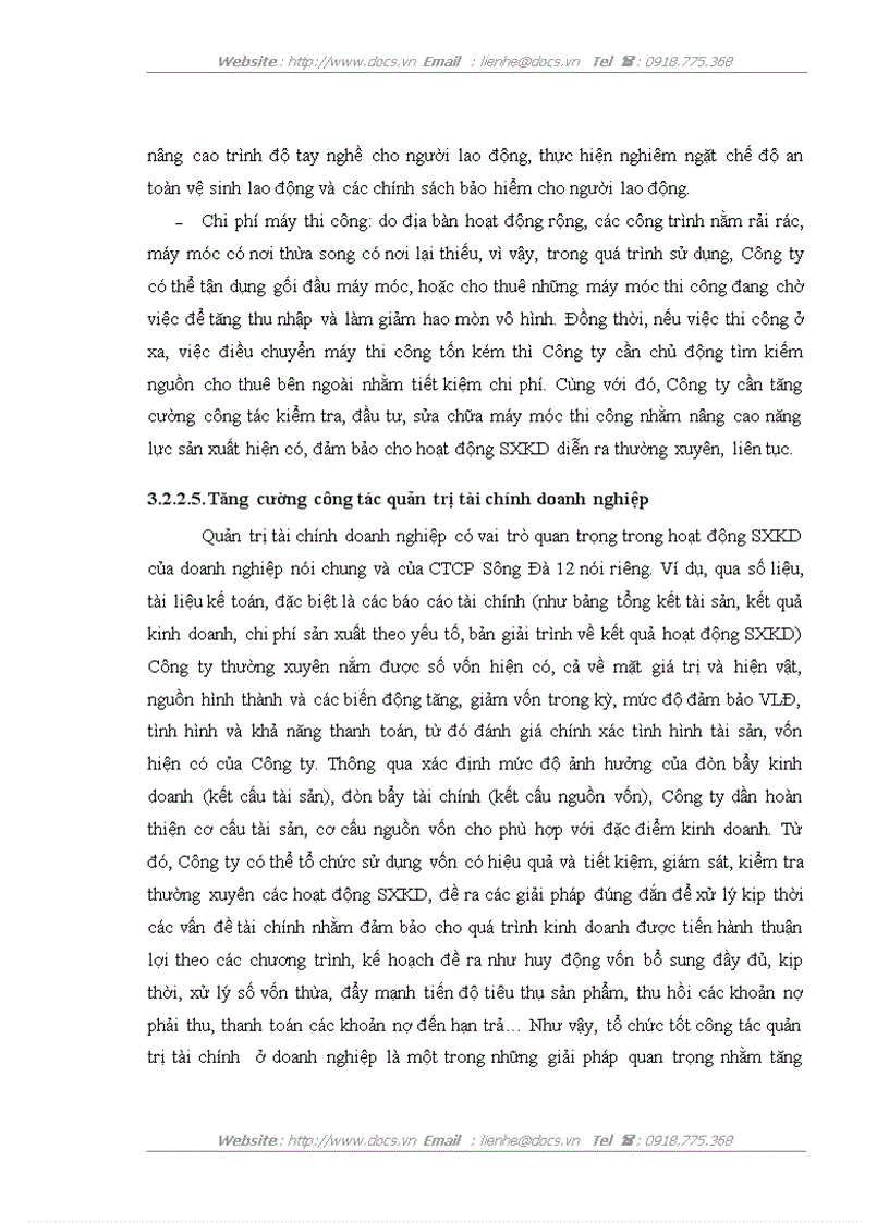 image for page Một số giải pháp nâng cao hiệu quả huy động và sử dụng vốn sản xuất kinh doanh của Công ty Cổ phần Sông Đà 12