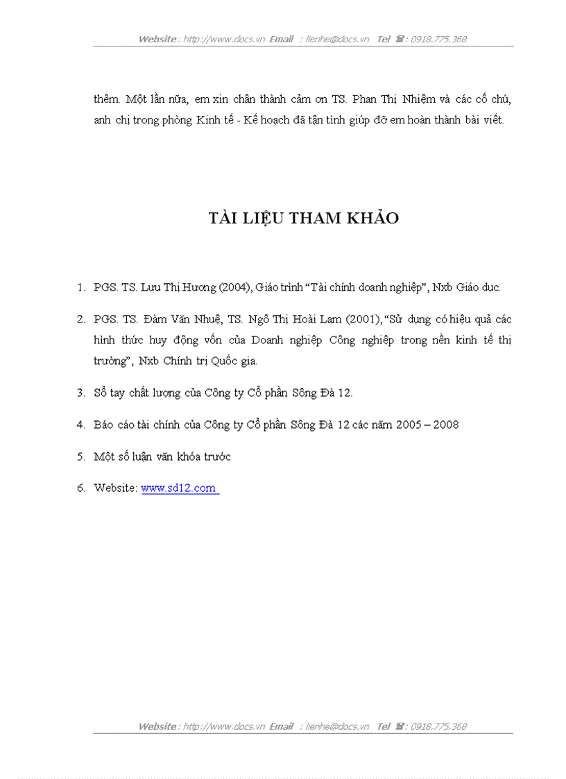 image for page Một số giải pháp nâng cao hiệu quả huy động và sử dụng vốn sản xuất kinh doanh của Công ty Cổ phần Sông Đà 12