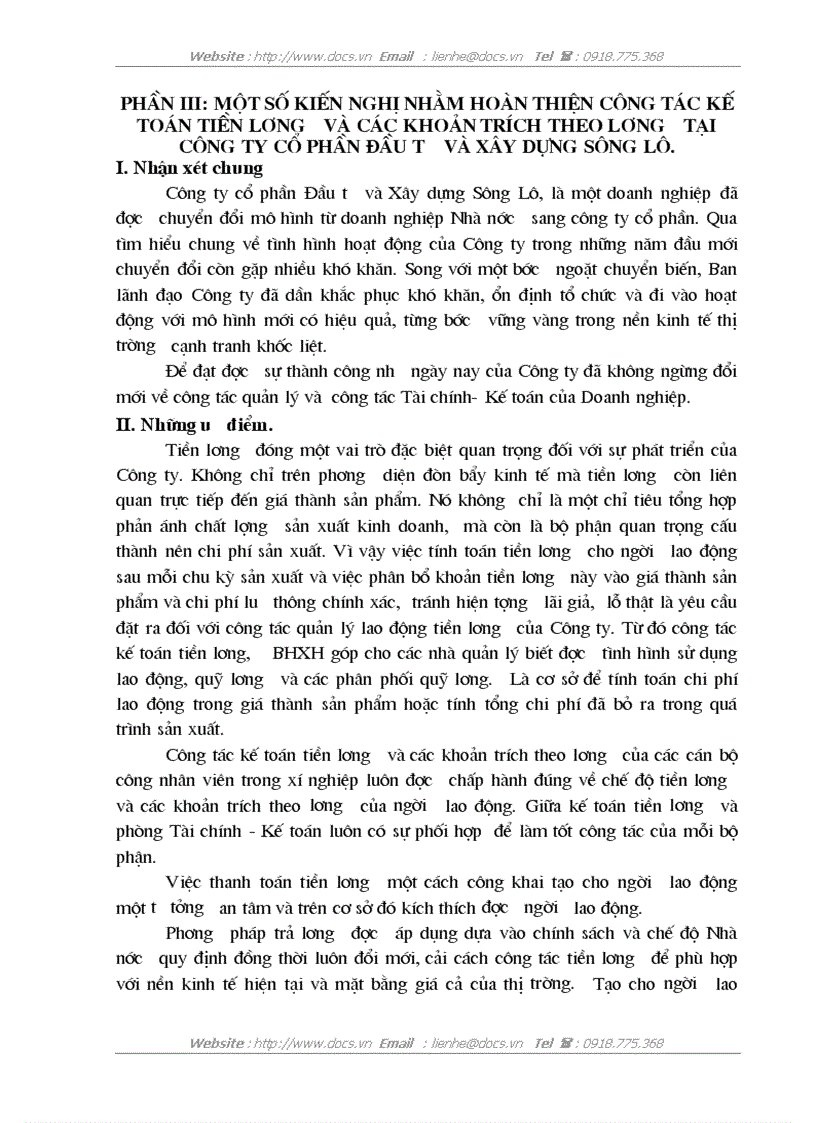 image for page Tổ chức công tác kế toán tiền lương và các khoản trích theo lương tại Công ty cổ phần Đầu tư và Xây dựng Sông Lô