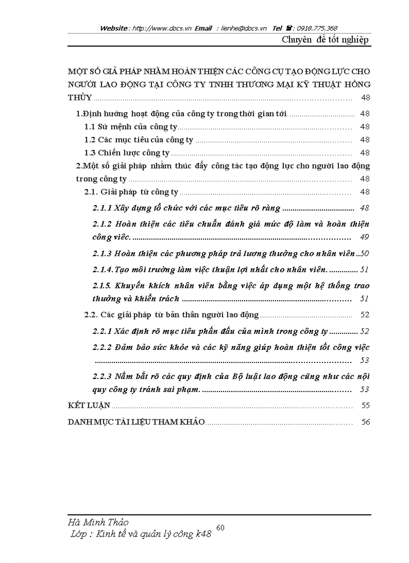 image for page Một số giải pháp nhằm hoàn thiện các công cụ tạo động lực cho người lao động tại Công ty TNHH Thương mại Kỹ thuật Hồng Thủy