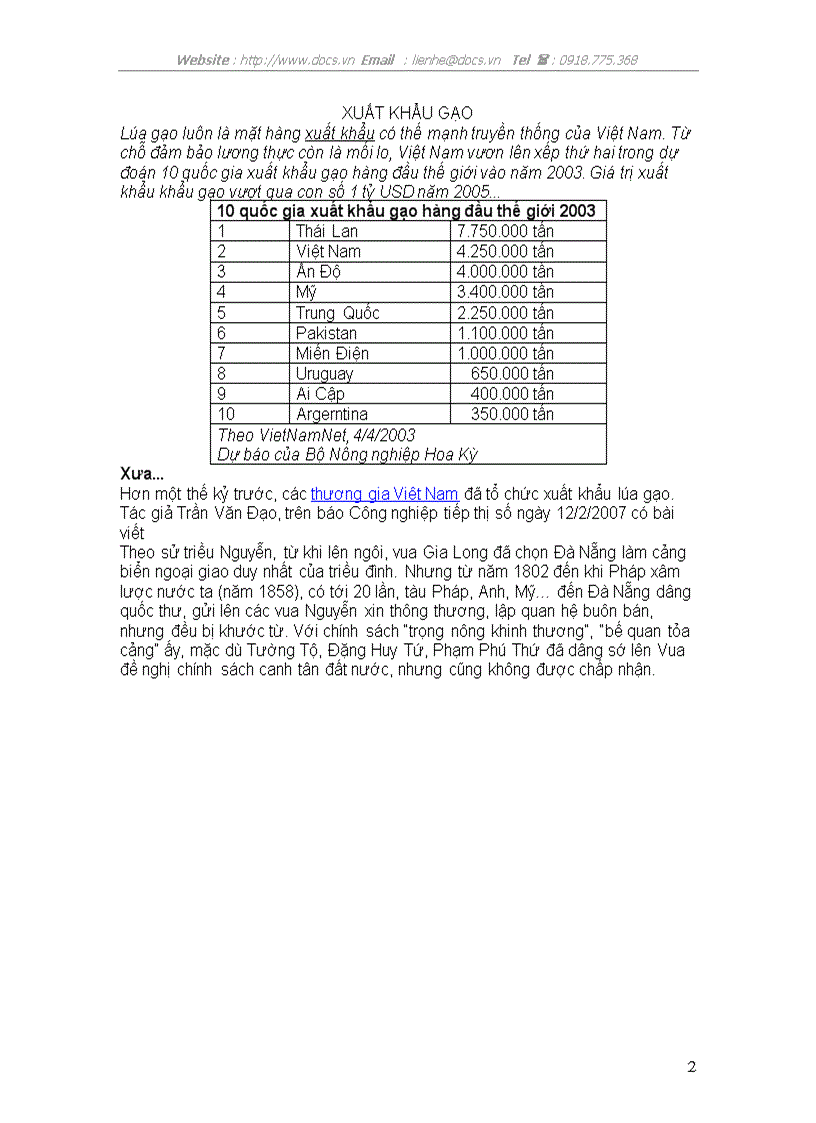 image for page Phân tích ma trận swot của ngành xuất khẩu gạo Việt Nam