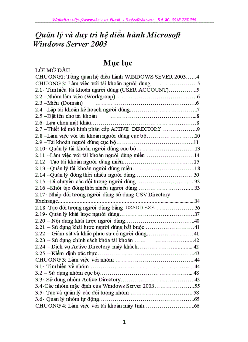 Quản lý và duy trì hệ điều hành Microsoft Windows Server 2003