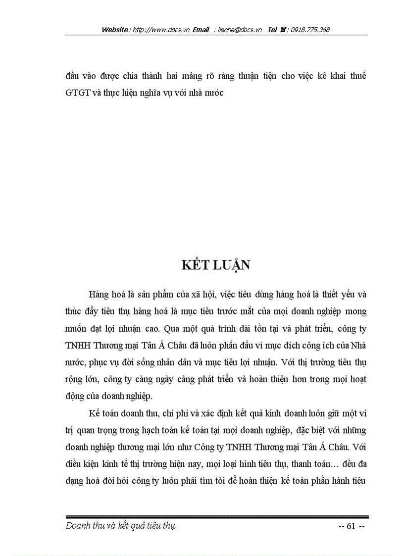 image for page Hoàn thiện kế toán doanh thu chi phí và kết quả kinh doanh tại Công ty TNHH Thương mại Tân Á Châu ko lý luận